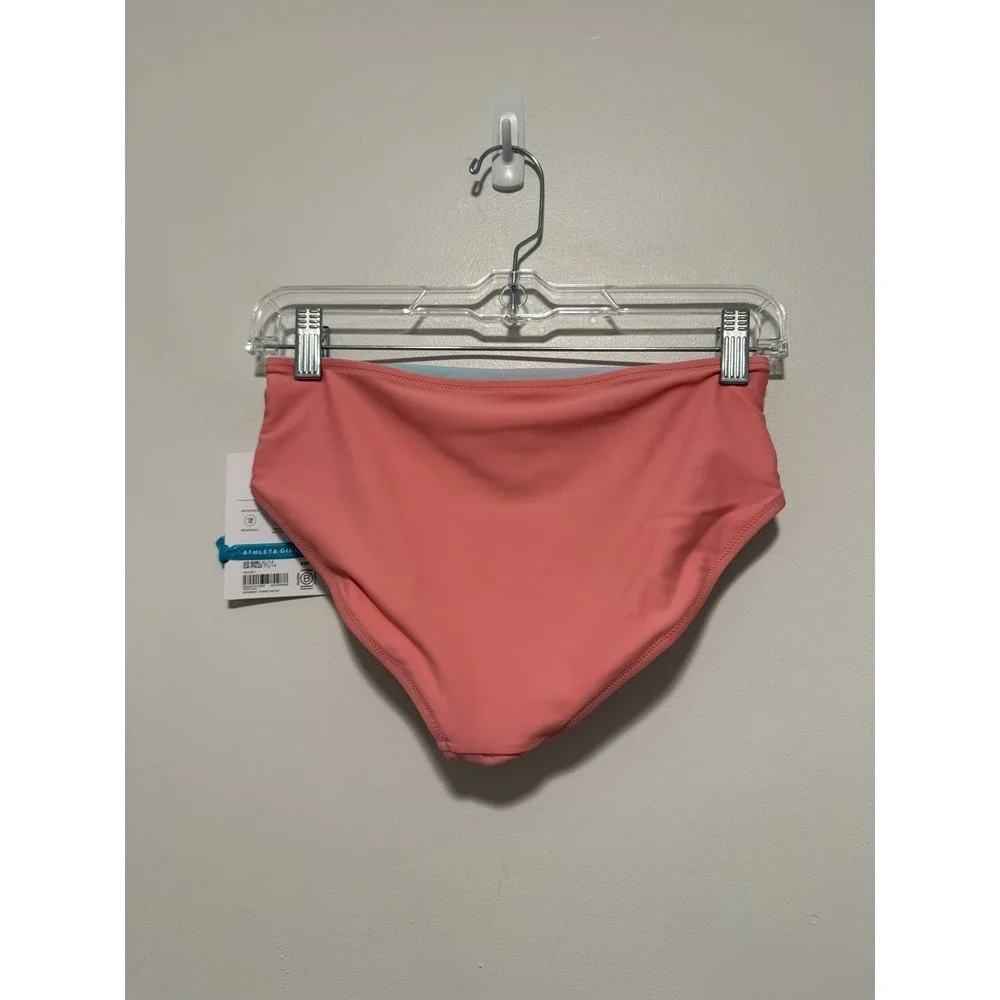 Athleta Girl NWT Reversible Pink Pastel Bikini High Neck Top Mid Rise Bottom XL